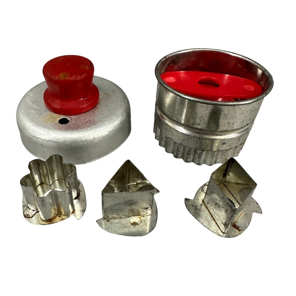 Vintage Aluminum Cookie Donut Biscuit Cutter Set Flower Triangle Diamond